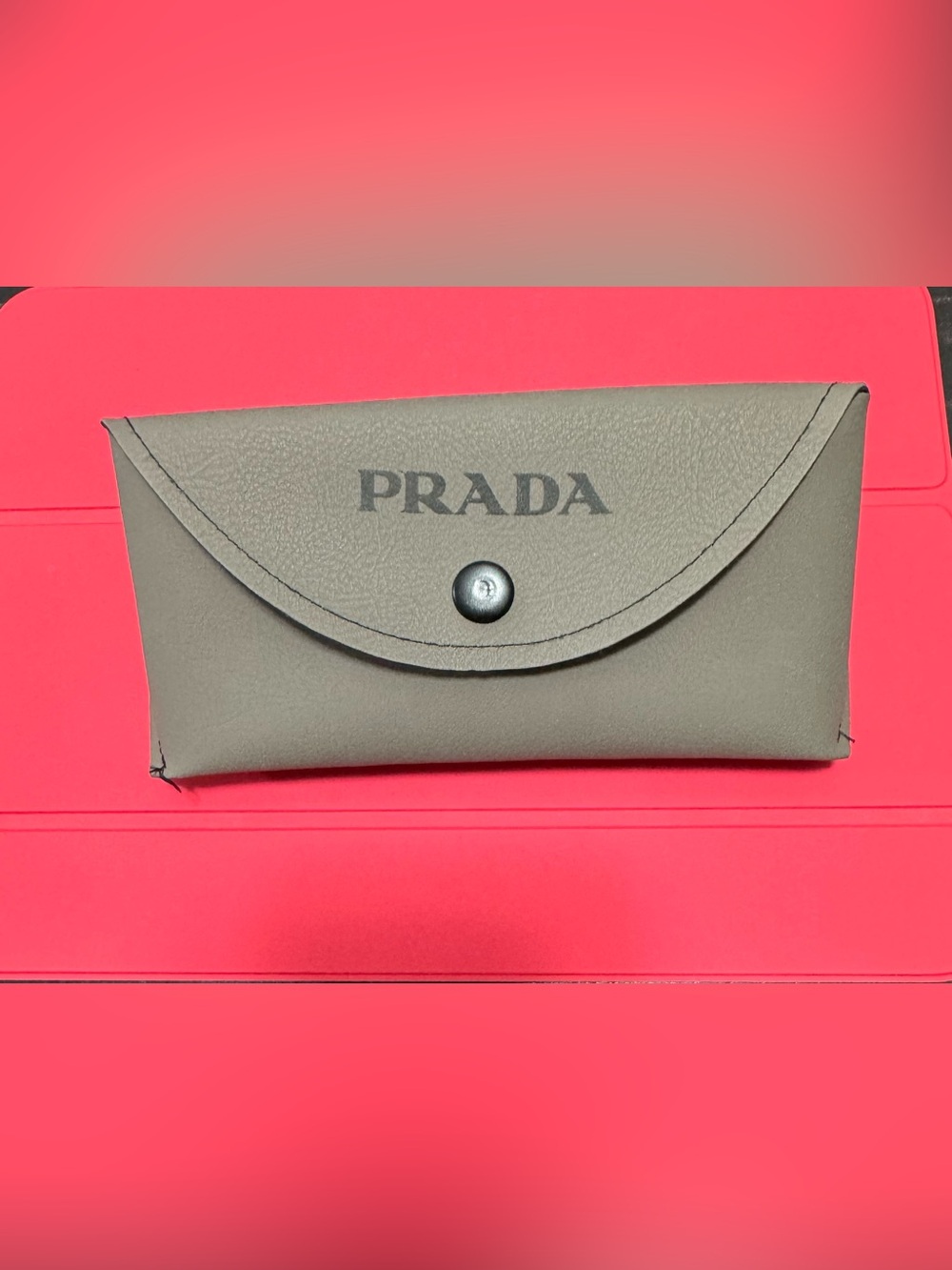PRADA Gray Saffiano Textured Eyeglass Sunglasses Case Luxe